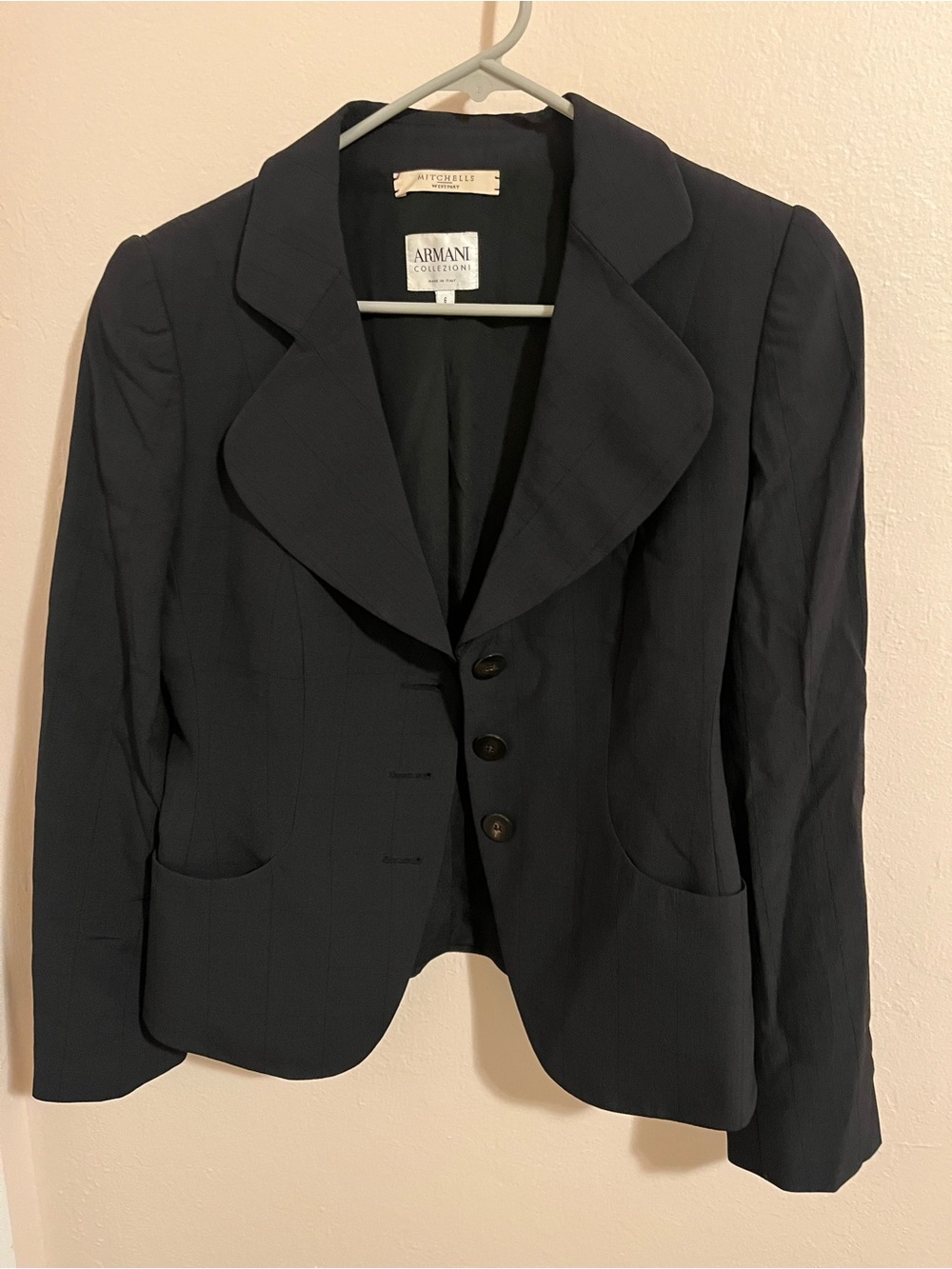 Armani Collezioni Navy Blue Women's Sculpted Blazer